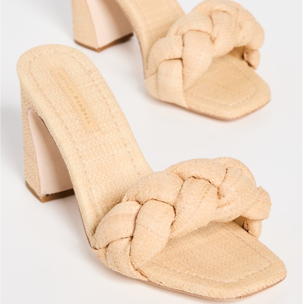 Loeffler Randall Freya Braided Raffia Heeled Mules - Picture 3 of 10